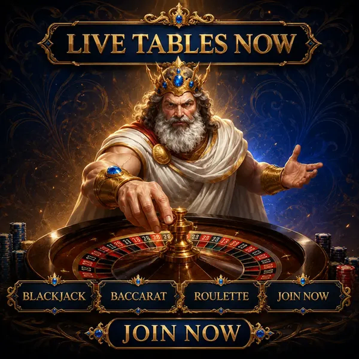 Figure royale faisant tourner la roulette au studio de casino en direct Tables en Direct Disponibles Maintenant