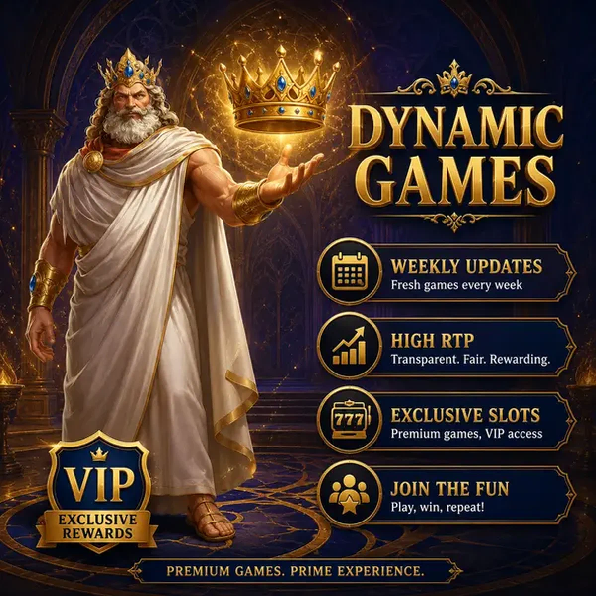 Souverain Royal faisant un geste vers une couronne dorée dans la salle de jeux dynamique du Casino Savaspin